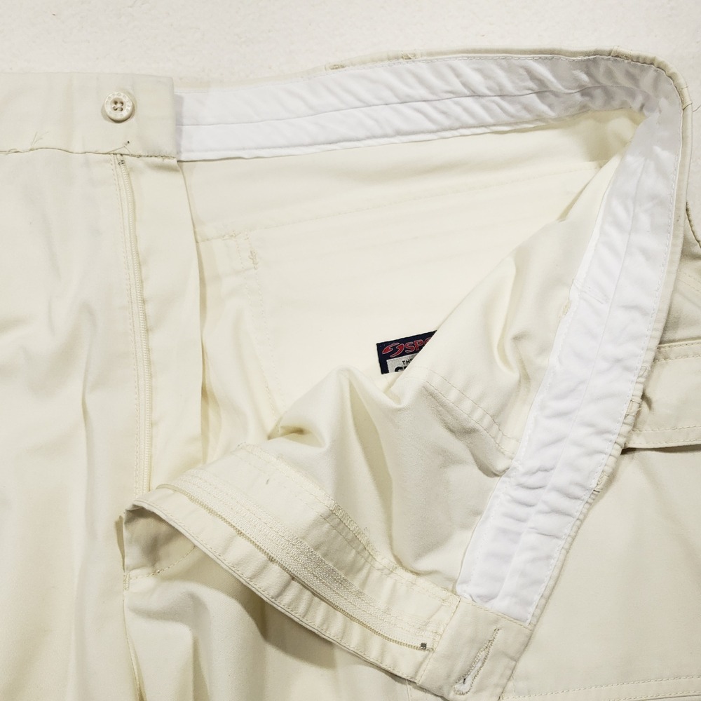 Sportif USA Cargo Shorts Mens 46 Ivory Off White Stretch Utility Hiking Pockets - Picture 2 of 8